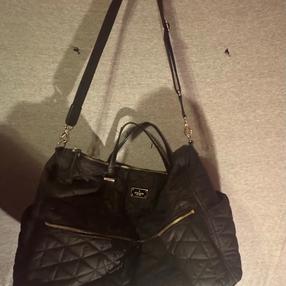 Kate Spade Black Quilted Large Duffel Women's Bag - Picture 3 of 5